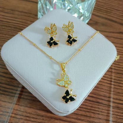 Picture of Black Butterfly Necklace Set